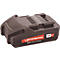 Batterie Rothenberger gris foncé. Sur champ rouge : 2.0 Ah 18 V Li-Power. Fentes de ventilation noires en haut. Logo CAS.