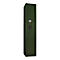 A green gun safe with a numerical keypad and a round knob.