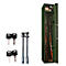 Green gun safe with open door, guns, locks, dowels and keys.