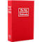Livre rouge avec texte blanc, "The New English Dictionary".