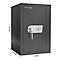 Dark gray safe with silver handle and keyhole, size specifications in the image.