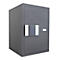 Gray safe on a white background. It has a digital control panel with buttons.