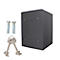 Dark grey cube with mounting hardware and keys on a white background.