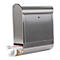 Rottner Rondello brievenbus, wandgemonteerd, rond, postrol-/houderstrip, cilinderslot, 2 sleutels, roestvrij staal, B 385 x D 140 x H 435 mm