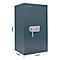 Gray safe on white background. Dimensions, lock and brand Rottner are visible.