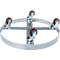 Roule-fût, acier galvanisé, Ø 610 x H 160 mm, 4 roues pivotantes en plastique, pour fûts de 250 l, jusqu'à 410 kg