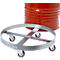 Roule-fût, acier galvanisé, Ø 610 x H 160 mm, 4 roues pivotantes en plastique, pour fûts de 250 l, jusqu'à 410 kg