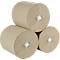 Trois rouleaux de papier, brun clair, disposés en chevauchement, avec des supports blancs en forme d'étoile aux extrémités.