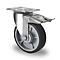 Roulette pivotante CASCOO P2G2, avec blocage total, ø de roue 125 mm x L 35 mm, jante en polypropylène, bande de roulement en élastomère, grise, roulement à billes, jusqu'à 165 kg