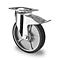 Roulette pivotante CASCOO P2G2, avec blocage total, ø de roue 200 mm x L 40 mm, jante en polypropylène, bande de roulement en élastomère, grise, roulement à billes, jusqu'à 250 kg