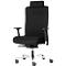 Black office chair with headrest and armrests on castors.