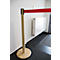 RS GUIDESYSTEMS Absperrpfosten GLA Eco-28, Holzbasis, Gurtauszug 2300 mm, Gurtbreite 50 mm, esche, Gurtfarbe rot