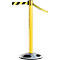 Yellow stanchion with black and yellow band on a gray base. For access control and security.