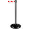 Grey barrier post with red and white tape. Black base.