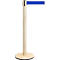 Poteau de barrière en bois, bande bleue, pied rond.