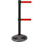 RS-GUIDESYSTEMS® Poteau de délimitation GLA 250, double sangle, extension de sangle 4 m, plaque de sol Ø 410 mm, noir/rouge