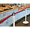 RS GUIDESYSTEMS Poteau de délimitation GLA Eco-28, base en bois, extension de sangle 2300 mm, largeur de sangle 50 mm, frêne, couleur de la sangle rouge