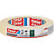 Rouleau de ruban adhésif beige avec écriture rouge, logo bleu et description du produit. Label FSC.