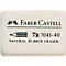 White Faber-Castell eraser with black lettering. Inscription: Faber-Castell, TK 7041-40, Natural Rubber Eraser.