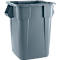 Grauer, rechteckiger Müllcontainer mit Griffen.