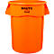 Ein orangefarbener Müllbehälter mit Griffen und dem Wort "BRUTE".