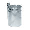 Cylindrical metal waste bin with holder, isolated.