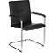 Black cantilever office chair, leather, chrome frame.