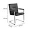 Black conference chair with armrests. Chrome frame. Dimensions: 400mm high, 470mm seat height, 430mm wide, 490mm deep.