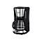 Schwarze Russell Hobbs Kaffeemaschine mit Glaskanne vor weißem Hintergrund.