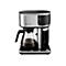 Moderne Russell Hobbs Kaffeemaschine mit Glaskanne und digitaler Zeitanzeige auf schwarzem Sockel.