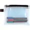 Sac à double chambre FolderSys, A6, 2 fermetures éclair, boucle pour doigt, PVC, noir-transparent, 10 pièces