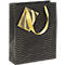 Sac cadeau CLAIREFONTAINE Premium Max &amp; Moi Arabesk, taille M, rubans de transport en satin, étiquette d'inscription, résistant à la déchirure, revêtement PP, noir/or, 5 pcs.