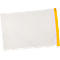 Sac transparent avec fermeture jaune.