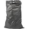 Sac poubelle gris sur fond blanc. Le sac est rempli, légèrement froissé.