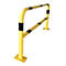 Yellow safety barrier with black stripes. Stands on square plates.