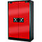 Red fire protection cabinet with black frames and doors, 90 minutes fire protection.