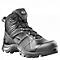 Black Haix boot with laces and a robust tread. The boot is sturdy and looks high quality.