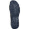 Dark blue shoe sole, detailed profile structure, manufacturer logo.