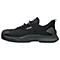 Black Uvex safety shoe, side view. Laces, toe protection and sole stand out.