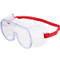 Protective goggles, transparent, with red elastic band.