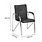 Black leather chair with armrests, chrome frame. Dimensions: 860 x 470 x 440 mm.