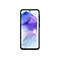 Schwarzes Smartphone, Display zeigt geometrisches Muster in Lila und Blau. GerÃ¤t vor weiÃŸem Hintergrund.