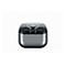 Graue Samsung Galaxy Buds im Ladecase, teilweise transparentes Oberteil.