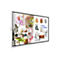 Digitales Whiteboard zeigt einen Entwurf für eine Innenarchitektur mit handgeschriebenen Notizen und Skizzen.