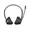 Schwarzes On-Ear-Headset mit verstellbarem Bügel und Mikrofonarm vor weißem Hintergrund.