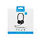 Schwarzes drahtloses Sandberg Headset in Produktverpackung mit Produktmerkmalen.