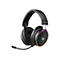 Schwarzes Sandberg Gaming-Headset mit RGB-Beleuchtung am Ohrhörer und ausziehbarem Mikrofon.