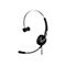 Schwarzes Headset mit Mikrofon. Der BÃ¼gel verlÃ¤uft Ã¼ber den Kopf und endet im OhrhÃ¶rer. Kabel und Mikrofon sind erkennbar.