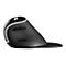 Ergonomische, schwarze Maus. Auf der Oberseite ein Logo und Konturen mit einer hellen Linie. Zwei Tasten auf der Seite.