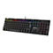 Schwarze Gaming-Tastatur von Sandberg mit RGB-Beleuchtung vor weißem Hintergrund.